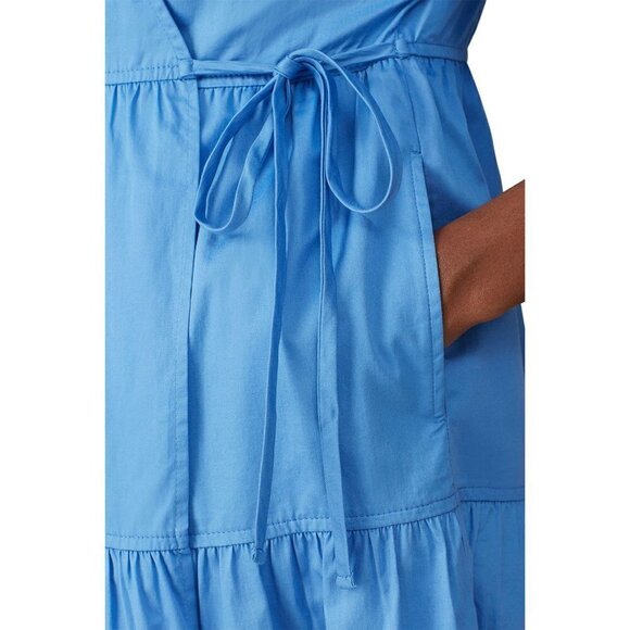 Sweet Baby Jamie Tiered Wrap Midi Dress Blue Womens Size Small - Picture 4 of 13